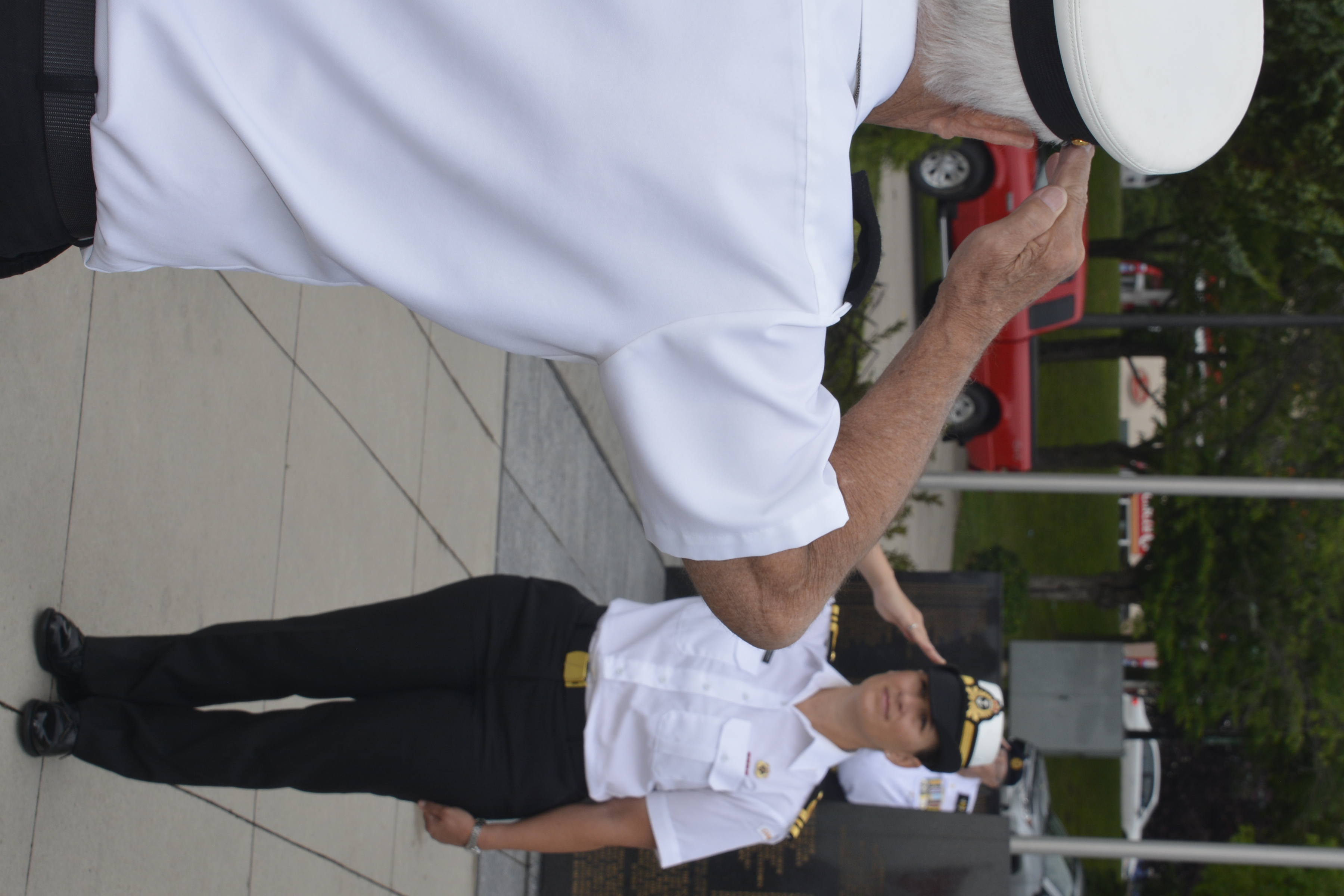 Parade Commander reports to the Reviewing Officer LCdr Sowa, CO of HMCS STAR